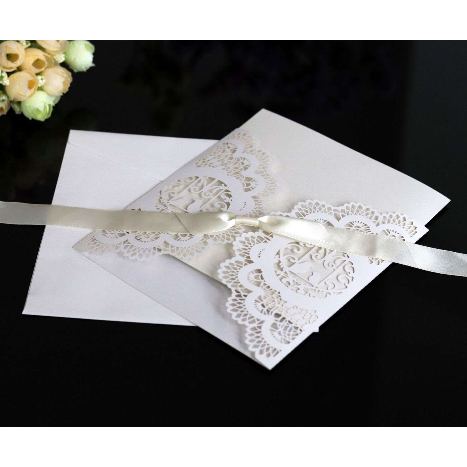 White Invtation Card Laser Cut Paper Wedding Invitations Wholesale